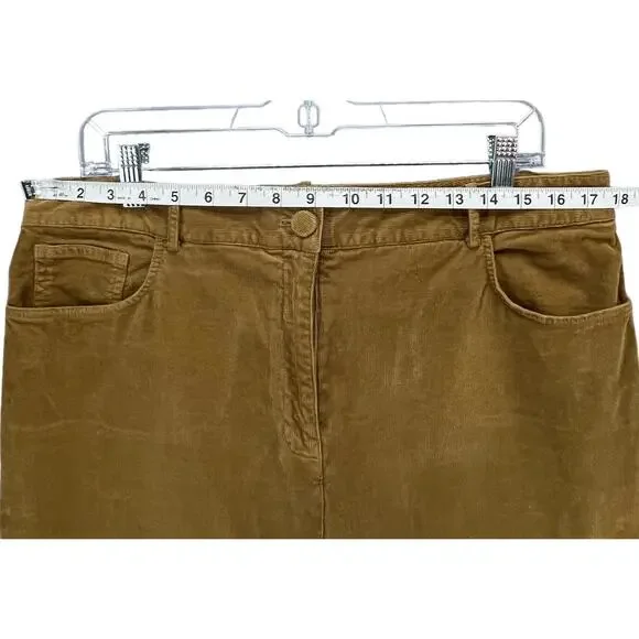 Theory Pants Womens 12 Tan‎ Gold Corduroy Slim Straight High Rise Modern Classic - Picture 5 of 15